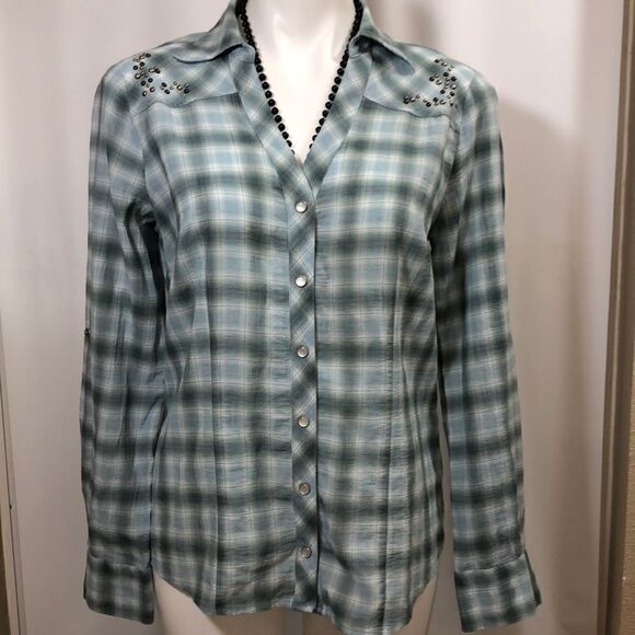 a.n.a. country western style long sleeve blouse - Picture 1 of 8